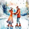 Cute Couple Ice Skating Diamond Painting
