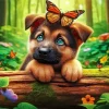 Cute Dog And Butterfly Diamond Painting