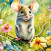 Cute Mouse And Flowers Diamond Painting