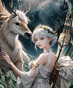 Deer And Girl Diamond Painting