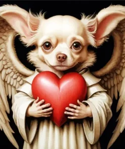Dog Angel And Heart Art Diamond Painting