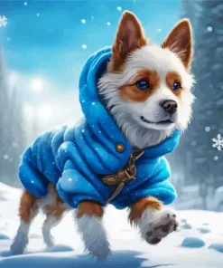 Dog In Snow Diamond Painting