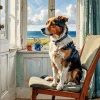 Dog Looking Out Of Window Diamond Painting