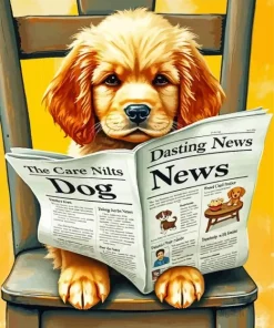Dog Reading Newspaper Diamond Painting