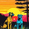 Dogs At Sunset Diamond Painting