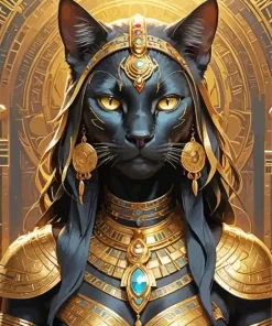 Egyptian Black Cat Diamond Painting