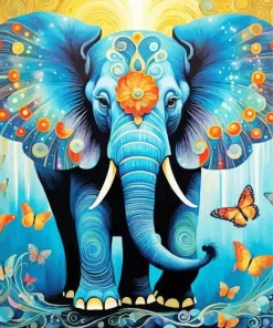 Elephant With Butterflies Diamond Painting