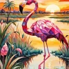 Flamingo Cubism Diamond Painting