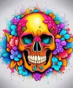 Flowered Skull Diamond Painting