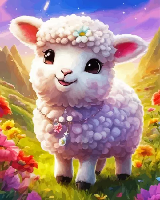 fluffy lamb art Diamond Paintings Fluffy Lamb Art Diamond Painting
