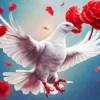 Flying Pigeon And Flower Diamond Painting