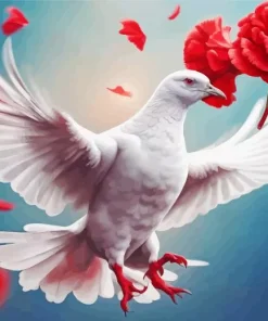 Flying Pigeon And Flower Diamond Painting