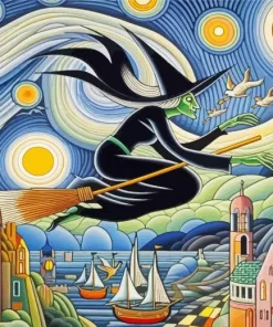 Flying Witchy Diamond Painting