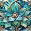 Green Flower Stained Glass Diamond Painting