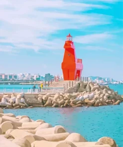 Jeju Red Horse Lighthouse Diamond Painting