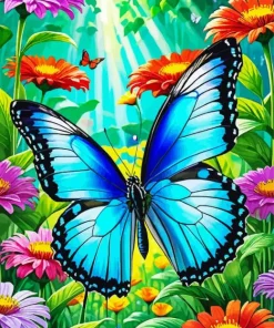 Monarch Butterfly And Flowers Diamond Painting