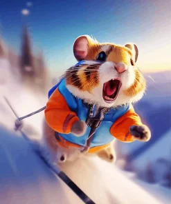 Rat Skiing In Snow Diamond Painting