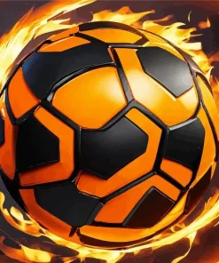 Soccer Ball On Fire Diamond Painting