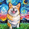 Starry Night Corgi Diamond Painting