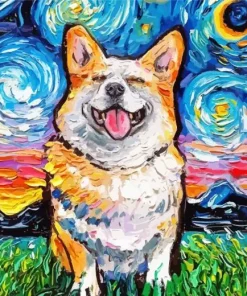 Starry Night Corgi Diamond Painting