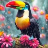 Toucan Enjoying The Rain Diamond Painting