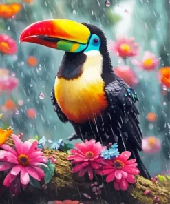 Toucan Enjoying The Rain Diamond Painting