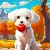 White Morkie Puppy Diamond Painting