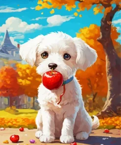 White Morkie Puppy Diamond Painting