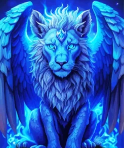 Winged Blue Lion Diamond Painting