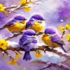 Yellow And Purple Birds Diamond Painting