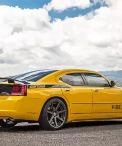 Yellow Dodge Charger Daytona Diamond Painting