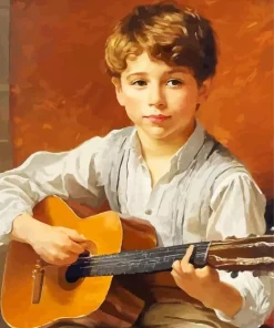 Boy Holding Guitar Diamond Painting