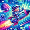 Cartoon Boy In Space Diamond Painting