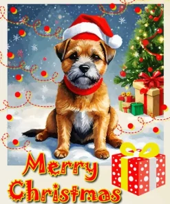 Christmas Border Terrier Diamond Painting