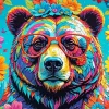 Colorful Bear With Glasses Diamond Painting