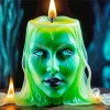 Green Candle Lady Diamond Painting