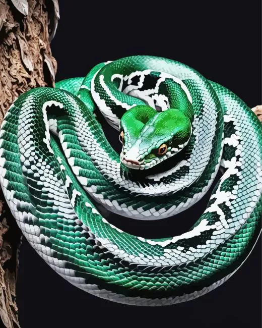 Green White Snake on branch Diamond Dotz Green White Snake On Branch Diamond Painting