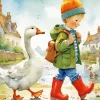 Little Boy With Goose Diamond Painting