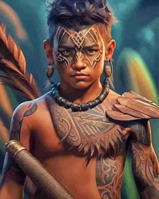 Native Warrior Boy Diamond By Numbers Native Warrior Boy Diamond Painting