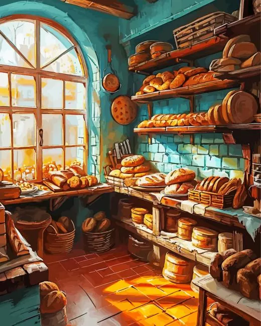 Vintage Bread Shop Diamond With Numbers Vintage Bread Shop Diamond Painting