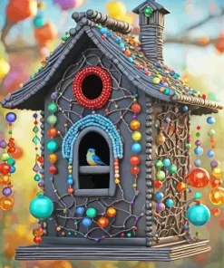 Black Birdhouse Diamond Painting