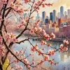 Boston City Cherry Blossom Diamond Painting