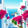 Bougainvillea Santorini Diamond Painting
