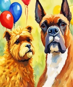 Boxer Brown Dog With Llama Diamond Painting