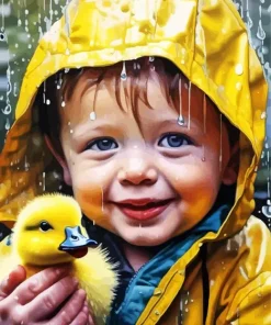 Boy And Duck Diamond Painting