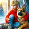 Boy And His Dog Diamond Painting