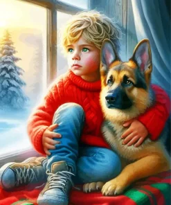 Boy And His Dog Diamond Painting