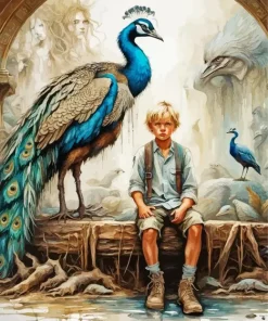 Boy And Peacock Diamond Painting