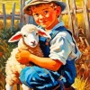 Boy With Sheep Diamond Painting