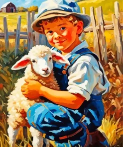 Boy With Sheep Diamond Painting